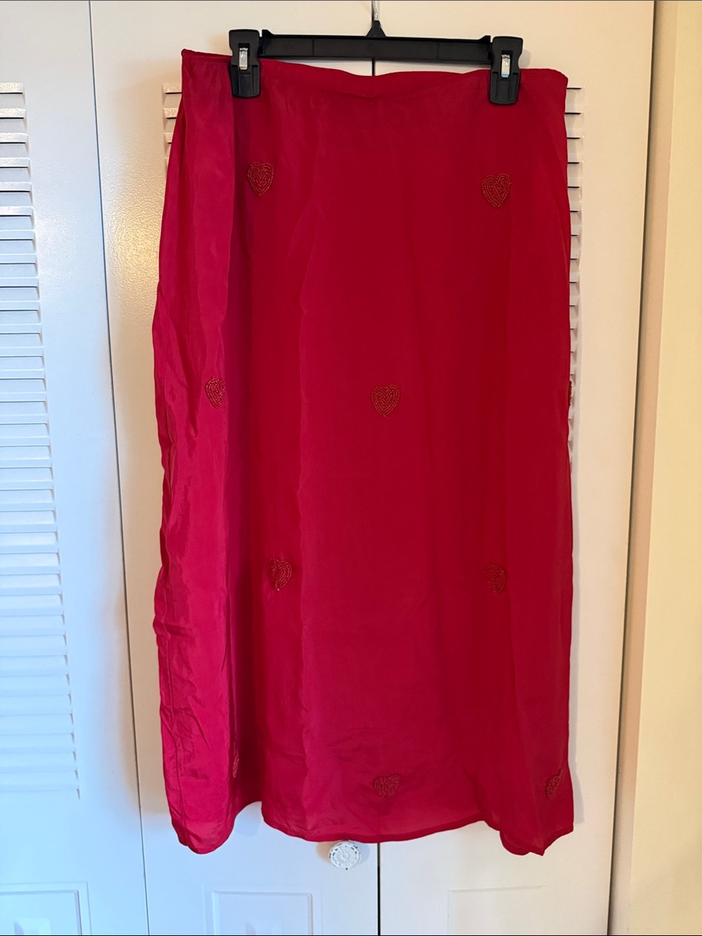 a new day Bright Red Maxi Skirt with Heart Details